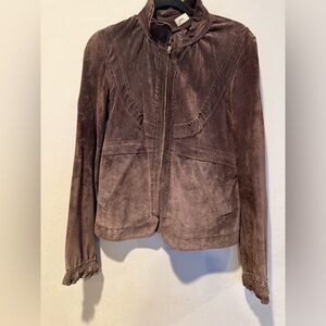 Elegant Women's Suede leather brown Vintage  Jacket